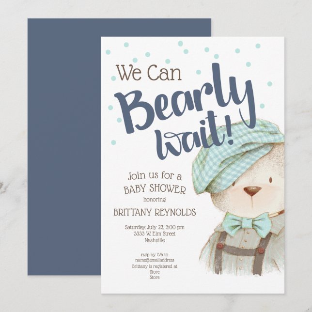 Vi kan bota Nallen Baby Shower Inbjudningar (Fram/baksida)