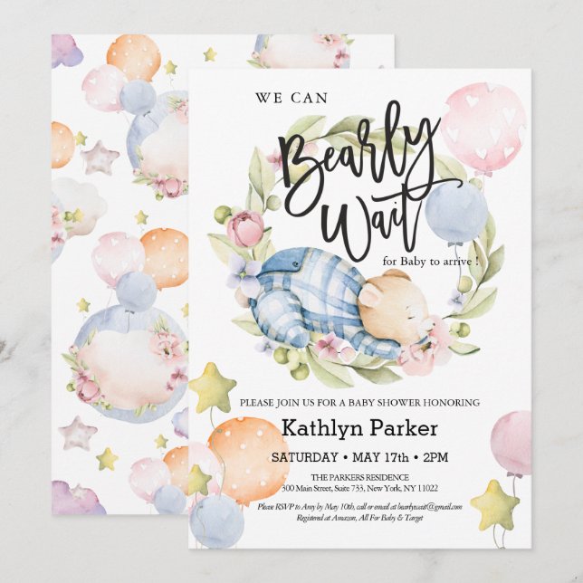 Vi kan bota Nallen Baby Shower Inbjudningar (Fram/baksida)