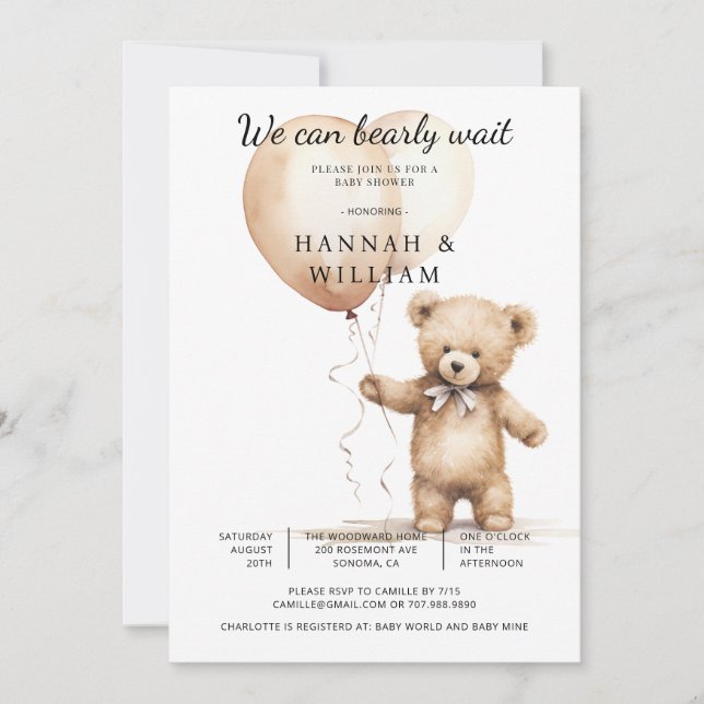 Vi kan bota Nallen Baby Shower Inbjudningar (Framsida)