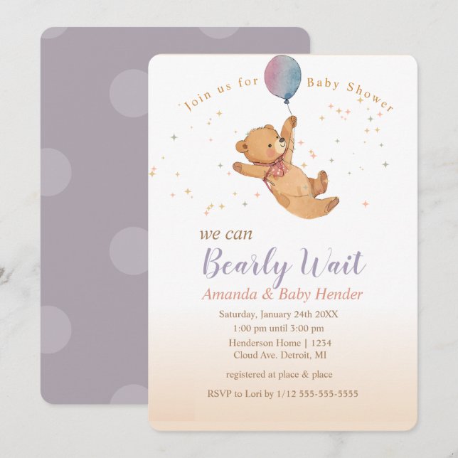 Vi kan bota Nallen Baby Shower Inbjudningar (Fram/baksida)