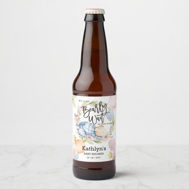 Vi kan bota Nallen Baby Shower Ölflaska Etikett (Framsida)