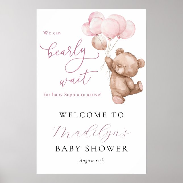 Vi kan bota Nallen Baby Shower Välkommen Poster (Framsidan)