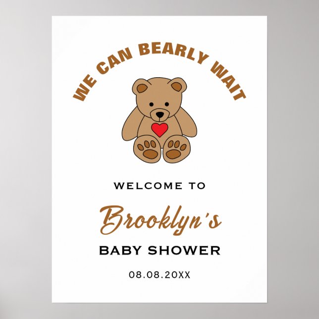 Vi kan bota Nallen Baby Shower Välkommen Poster (Framsidan)