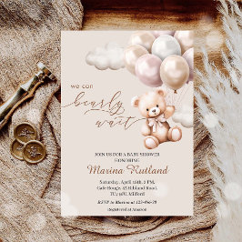 Vi kan bota Neutralten Baby Shower för Nalle Inbjudningar