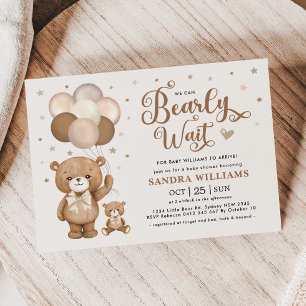Vi kan bota Neutralten Baby Shower för Nalle Inbjudningar