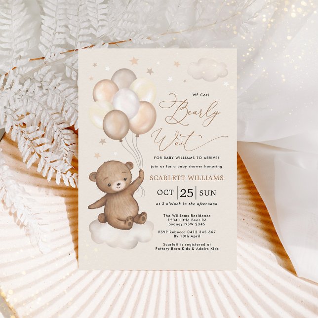 Vi kan bota Neutralten Baby Shower för Nalle Inbjudningar (Skapare uppladdad)