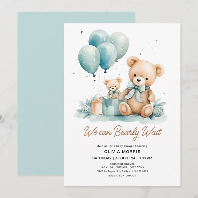 Vi kan bota pojkbabyskuva inbjudningar (Fram/baksida)