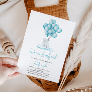 Vi kan bota Polarna Bear Baby Shower Inbjudningar