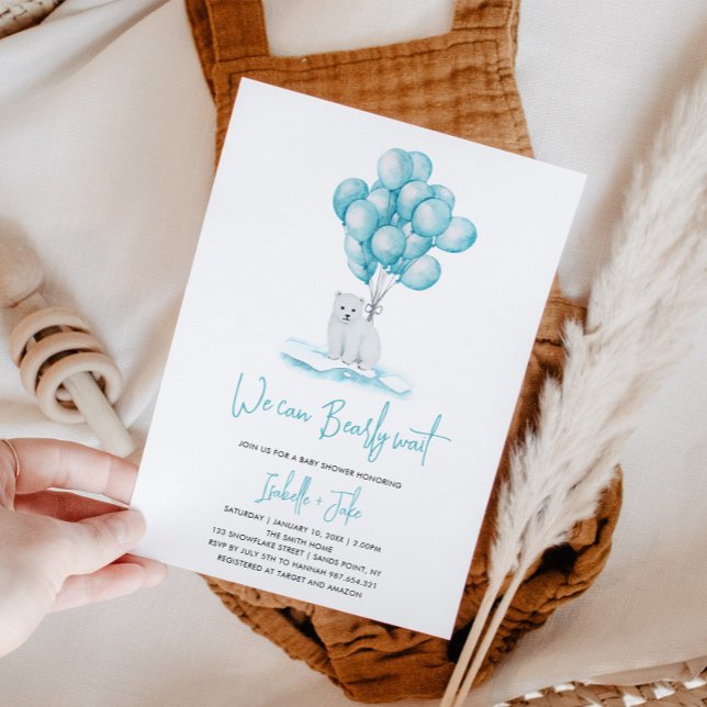 Vi kan bota Polarna Bear Baby Shower Inbjudningar (Skapare uppladdad)
