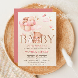 Vi kan bota Rosa Beige Baby Shower Inbjudningar