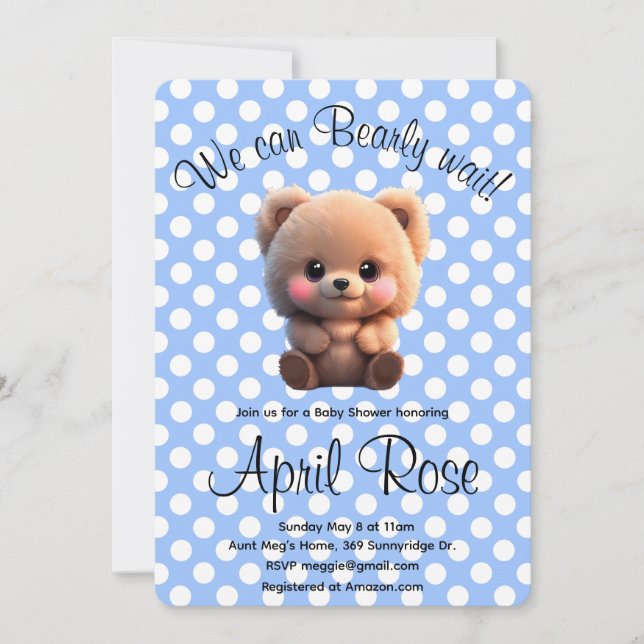Vi kan bota söt nalle Baby Shower Inbjudningar (Framsida)