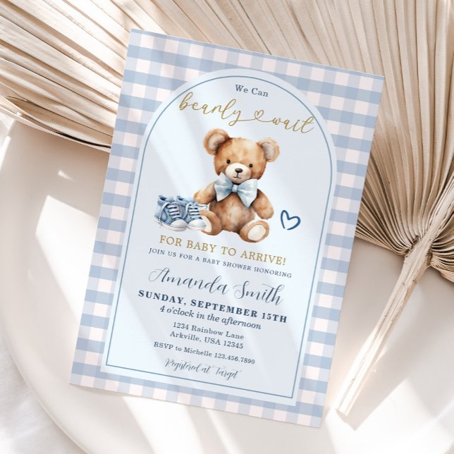 Vi kan bota vänta Bear Baby Shower Baby Shower Inbjudningar (Skapare uppladdad)