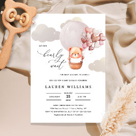 Vi kan bota vänta Bear Elegant Girl Baby Shower Inbjudningar