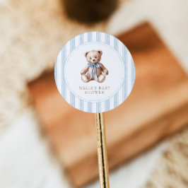 Vi kan bota vänta Elegant Baby Shower-etikett Runt Klistermärke
