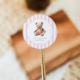 Vi kan bota vänta Elegant Baby Shower-etikett Runt Klistermärke