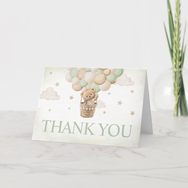 Vi kan bota vänta Grönt Bear Baby Shower Tack Kort (Framsida)