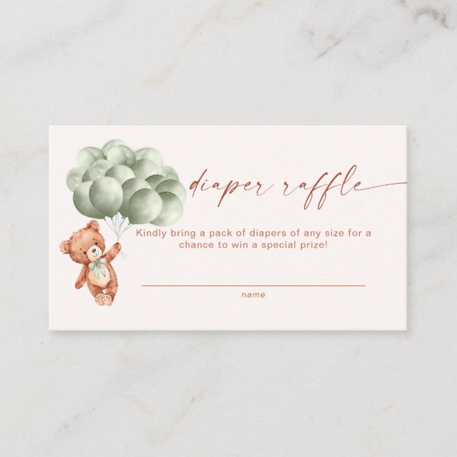 Vi kan bota vänta Grönten Teddy Diaper Raffle Tilläggskort (Framsida)