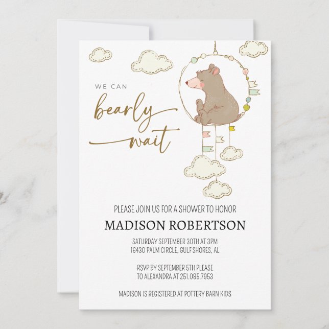 Vi kan bota vänta-inbjudan till babyvy JL01 Inbjudningar (Framsida)