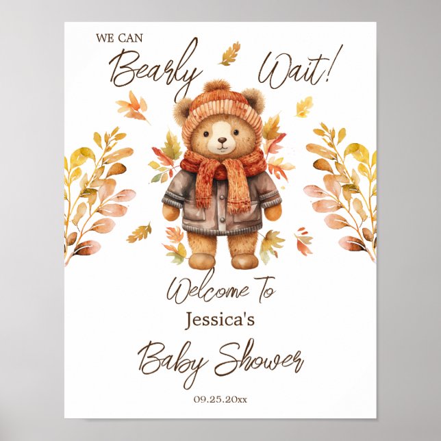 Vi kan bota vänta Löv Baby Shower Poster (Framsidan)