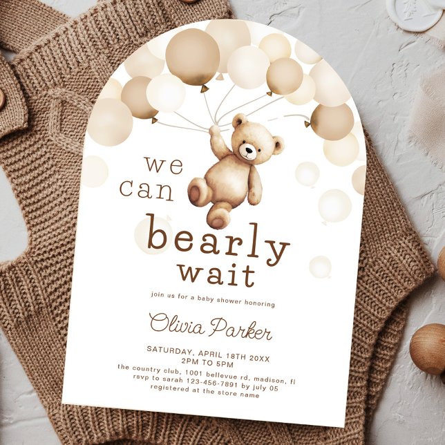 Vi kan bota vänta Nalle Baby Shower Arch Inbjudningar (Skapare uppladdad)