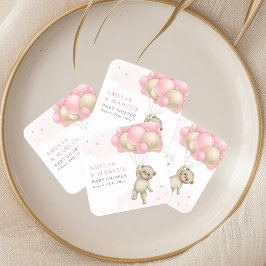 Vi kan bota vänta Nalle Baby Shower Fyrkantigt Klistermärke