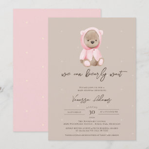 Vi kan bota vänta Nalle Baby Shower Inbjudningar