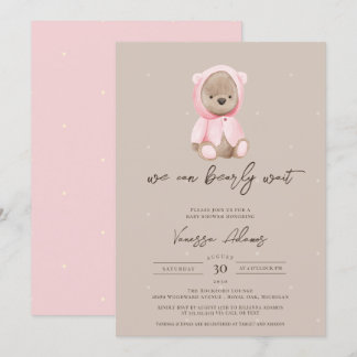 Vi kan bota vänta Nalle Baby Shower Inbjudningar