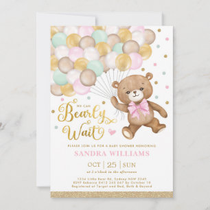 Vi kan bota vänta Nalle Baby Shower Inbjudningar