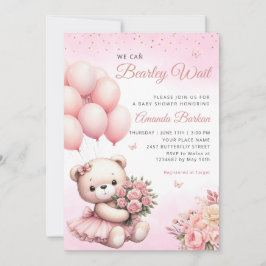 Vi kan bota vänta Nalle Baby Shower Inbjudningar