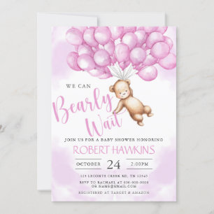 Vi kan bota vänta Nalle Baby Shower Inbjudningar