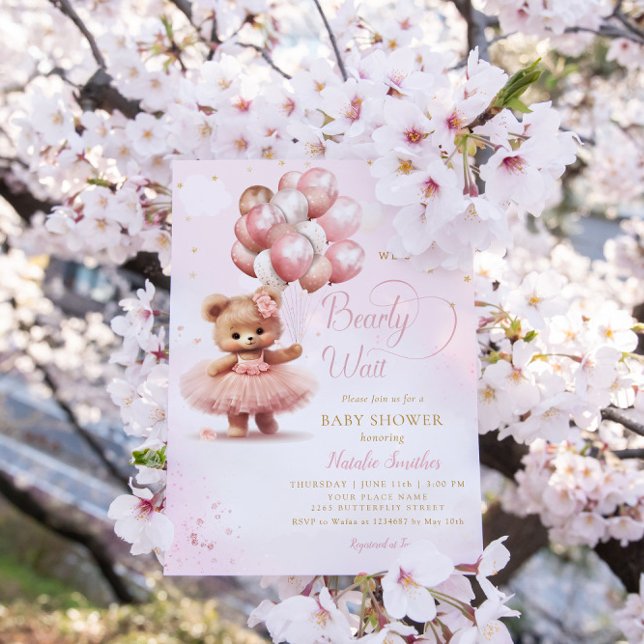 Vi kan bota vänta Nalle Baby Shower Inbjudningar (Skapare uppladdad)