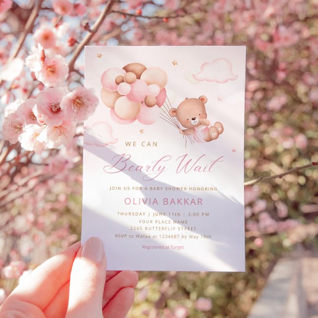 Vi kan bota vänta Nalle Baby Shower Inbjudningar (Skapare uppladdad)