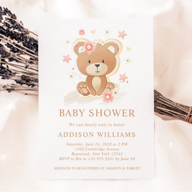 Vi kan bota vänta Nalle Baby Shower Inbjudningar (Skapare uppladdad)