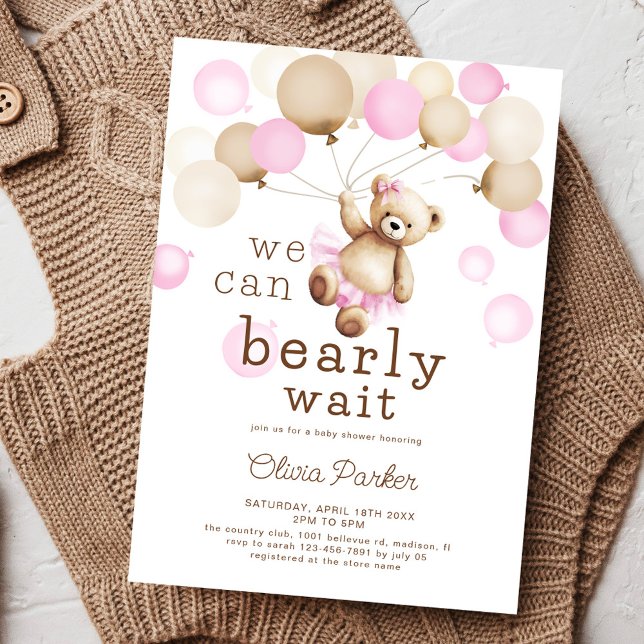 Vi kan bota vänta Nalle Baby Shower Inbjudningar (Skapare uppladdad)