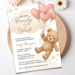 Vi kan bota vänta Nalle Baby Shower Inbjudningar