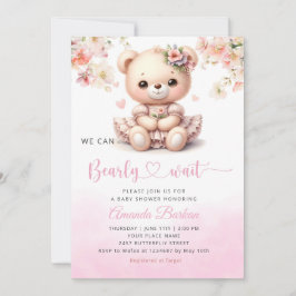 Vi kan bota vänta Nalle Baby Shower Inbjudningar