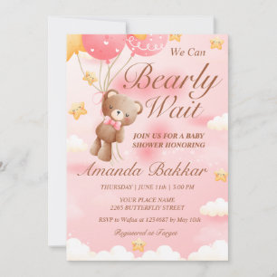 Vi kan bota vänta Nalle Baby Shower Inbjudningar