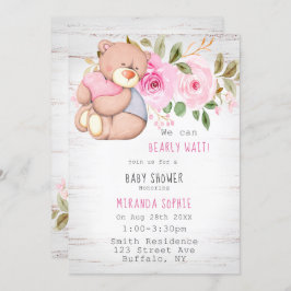 Vi kan bota vänta Nalle Baby Shower Inbjudningar