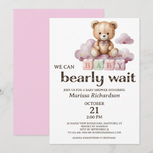 Vi kan bota vänta Nalle Baby Shower Inbjudningar