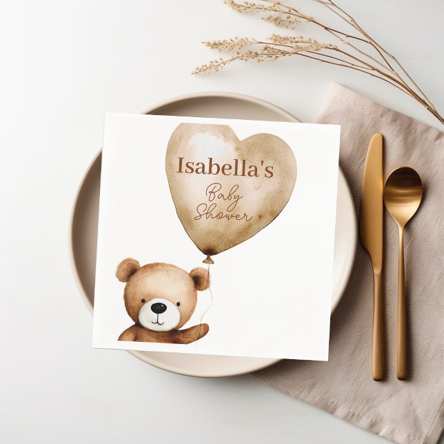 Vi kan bota vänta Nalle Baby Shower Pappert Pappersservett (We Can Bearly Wait Teddy Bear Baby Shower Paper Napkins)