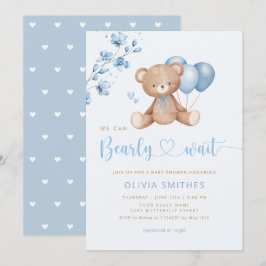 Vi kan bota vänta Nalle Boy Baby Shower Inbjudningar
