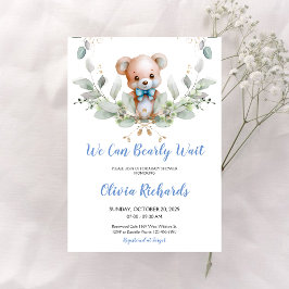 Vi kan bota vänta Nalle Boy Baby Shower Inbjudningar