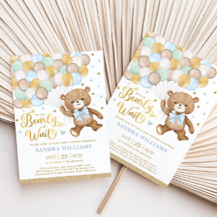 Vi kan bota vänta Nalle Boy Baby Shower Inbjudningar