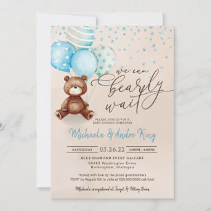 Vi kan bota vänta Nalle Boy Baby Shower Inbjudningar