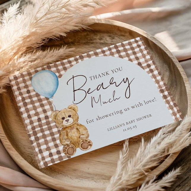 Vi kan bota vänta Nalle Boy Baby Shower Tack Kort (Skapare uppladdad)