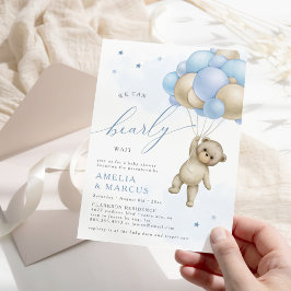 Vi kan bota vänta Nalle Boy Shower Invi Inbjudningar