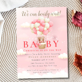 Vi kan bota vänta Nalle Girl Baby Shower Inbjudningar