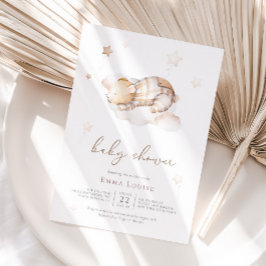 Vi kan bota vänta Nalle på Cloud Baby Shower Inbjudningar