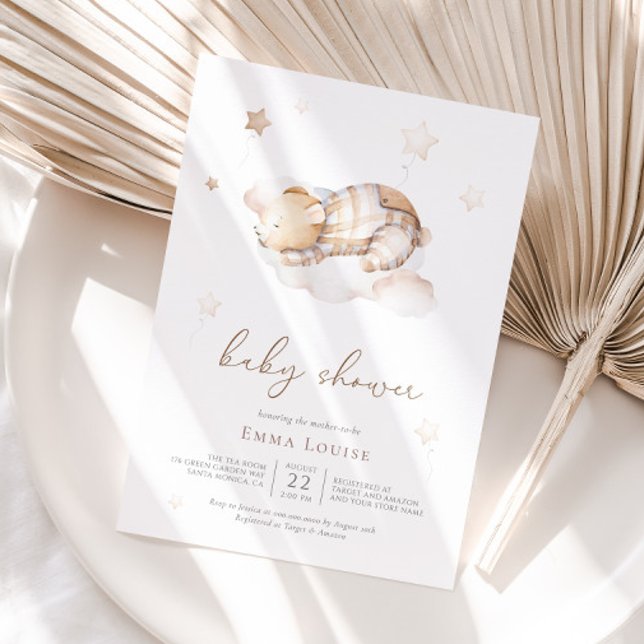 Vi kan bota vänta Nalle på Cloud Baby Shower Inbjudningar (Skapare uppladdad)