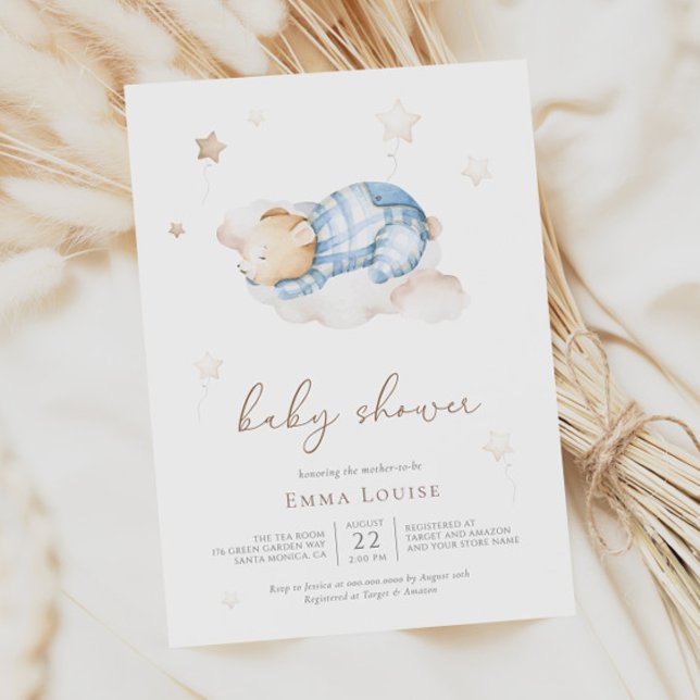 Vi kan bota vänta Nalle på Cloud Baby Shower Inbjudningar (Skapare uppladdad)